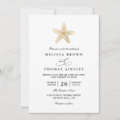 Invitation Classic Simple Shell Gold Elegant QR Code Wedding (Devant)
