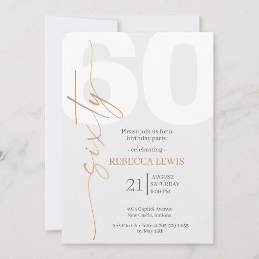 Invitation Classic Simple Sixty Modern Adult Birthday (Devant)