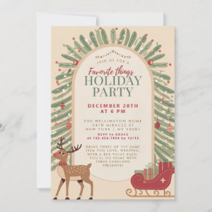 Invitation Classic Sled Reindeer Favorite Thèmes Party