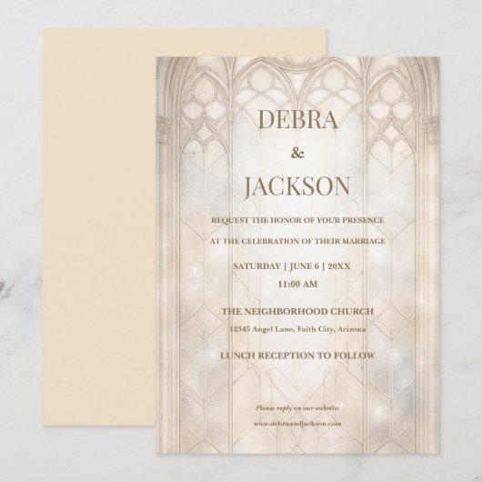 Invitation Classic Stained Glass Cathedral- Champagne Gold (Devant / Derrière)