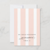 Invitation Classic Stripes Mariage Place Card en rose pâle (Devant)