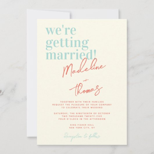 Invitation Classic Summer Pastel Whimsical Script Mariage (Devant)