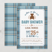 Invitation Classic Tartain Plaid Teddy Bear Baby Shower (Devant / Derrière)