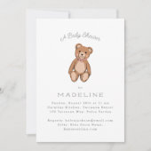 Invitation Classic Teddy Bear Baby shower rose (Devant)