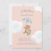 Invitation Classic Teddy Bear Baby shower rose et bleu (Devant)