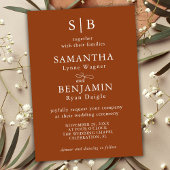 Invitation Classic Terracotta Monogramme Initiales Mariage