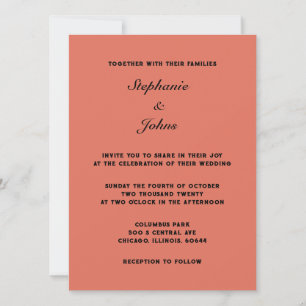 Invitation Classic Terracotta Terre Chaude Couleur Mariage Cl