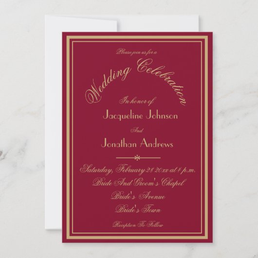 Invitation Classic Tout en un site Web RSVP Courriel Mariage  (Devant)