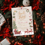 Invitation Classic traditionnel Rouge Favorite Thèmes Party<br><div class="desc">Invitez vos invités à fêter la saison des Fêtes avec cette invitation de Noël Favorite Things! Dotée d'un design classique avec un sapin de Noël, un renne ludique et un traîneau, le tout dans des couleurs vibrantes de Noël contre un arrière - plan beige, cette invitation est complétée par une...</div>