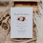 Invitation Classic Tropical Sweet sixteen fête d'anniversaire<br><div class="desc">Cette invitation classique à la fête d'anniversaire de sweet sixteen tropical est parfaite pour une élégante fête de 16ème anniversaire. Le design artistique bordo marsala présente des roses d'aquarelle,  verts,  roses,  bordeaux et roux assortis de verdure bien disposés dans un bouquet de fleurs gracieux et radieux.</div>