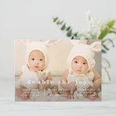 Invitation Classic Twins Baby Birth Announcement (Debout devant)