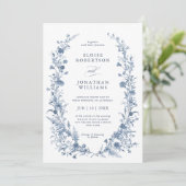 Invitation Classic Victorian Blue French Garden Chic Wedding (Debout devant)