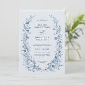 Invitation Classic Victorian Blue French Garden Chic Wedding (Debout devant)