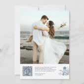Invitation Classic Victorian Blue French QR Code Wedding (Dos)