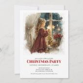 Invitation Classic Victorian Little Girl Awaiting Santa Digit (Devant)