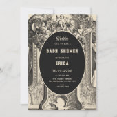 Invitation Classic vintage artistic angel baby shower (Devant)