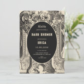 Invitation Classic vintage artistic angel baby shower (Debout devant)