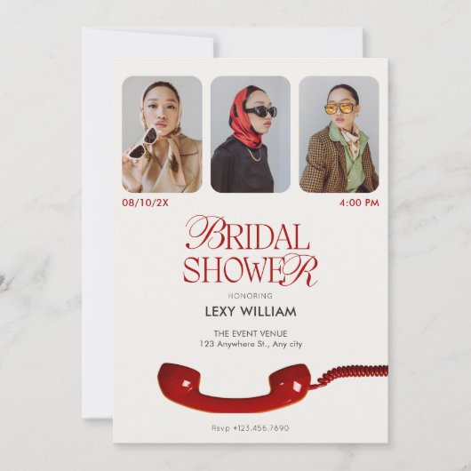 Invitation Classic vintage photo collage nuptiale douche (Devant)