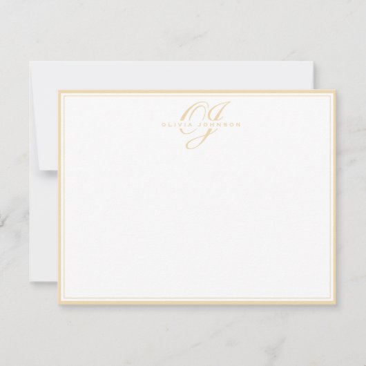Invitation Classic Warm Ochre Monogram Note Card (Devant)