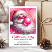 Invitation Classic Watercolor Pink Santa Bubble Gum Christmas