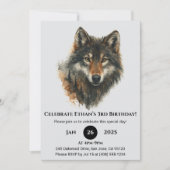 Invitation Classic Watercolor Wolf Birthday (Devant)