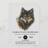 Invitation Classic Watercolor Wolf Birthday (Devant / Derrière)