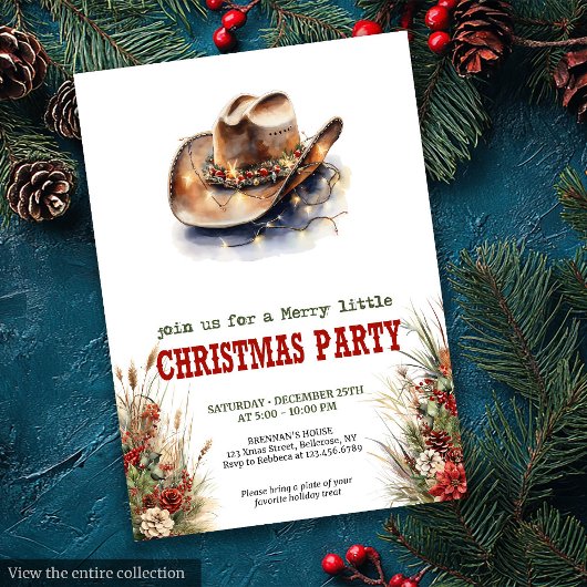Invitation Classic Western Christmas party editable invites