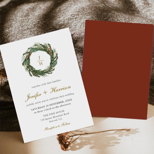 Invitation Classic Winter Pine Mariage