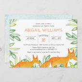 Invitation Classic Woodland Fox Baby shower (Devant / Derrière)