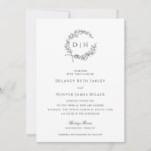 Invitation Classic Wreath Monogram Wedding (Devant)