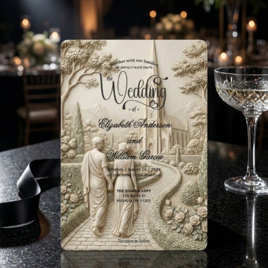 Invitation Classical Dark Academia Grecian Art Wedding