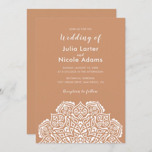 Invitation Classical Geometric Mandala Pattern Wedding (Devant / Derrière)