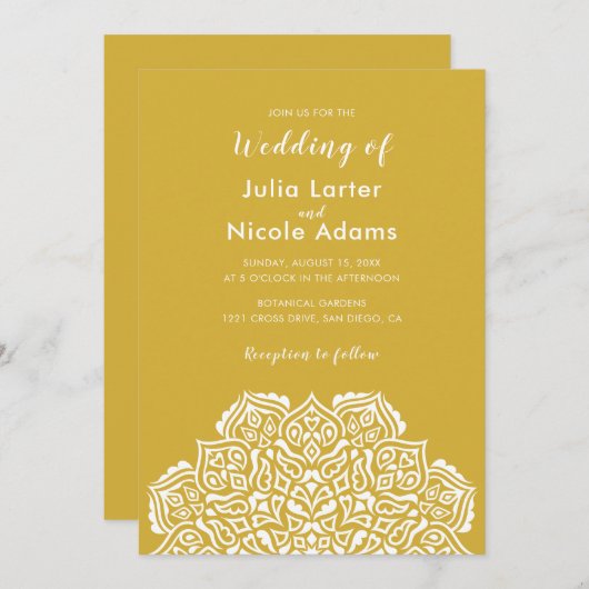 Invitation Classical Geometric Mandala Pattern Wedding (Devant / Derrière)