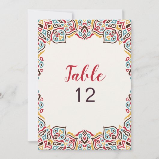 Invitation Classical Geometric Mandala Wedding Table Number (Devant)