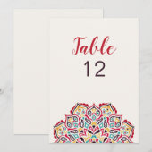 Invitation Classical Geometric Mandala Wedding Table Number (Devant / Derrière)