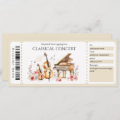 Invitation Classical Music Ticket Gift Certificate (Devant / Derrière)