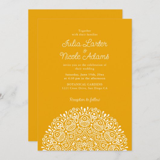 Invitation Classical Ornate Art Deco Style Mandala Wedding (Devant / Derrière)