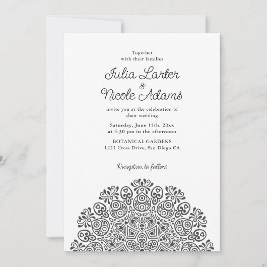 Invitation Classical Ornate Art Deco Style Mandala Wedding (Devant)