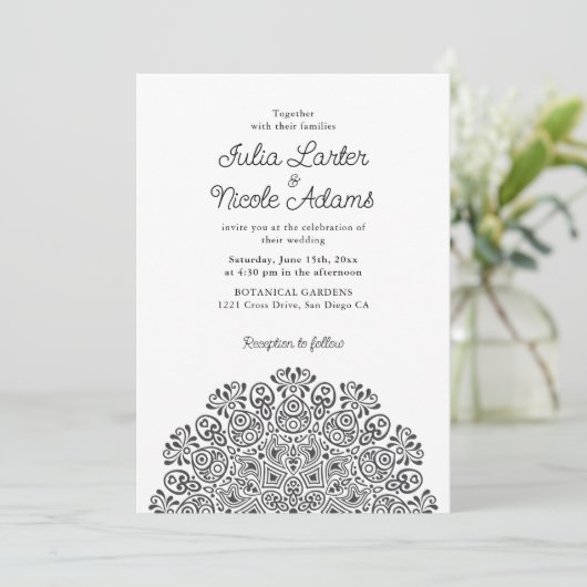 Invitation Classical Ornate Art Deco Style Mandala Wedding (Debout devant)