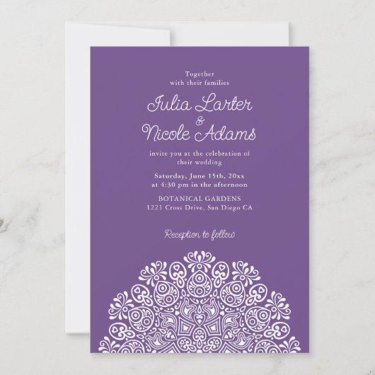 Invitation Classical Ornate Art Deco Style Mandala Wedding (Devant)