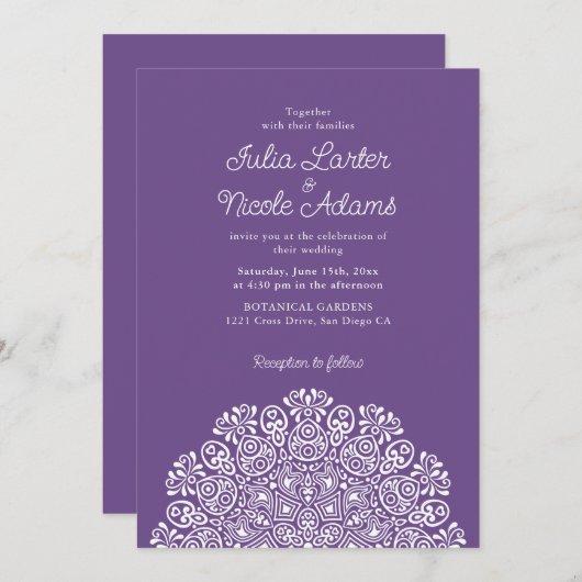 Invitation Classical Ornate Art Deco Style Mandala Wedding (Devant / Derrière)