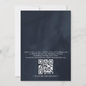 Invitation Classical Peonies Floral Navy Chic QR Code Wedding (Dos)