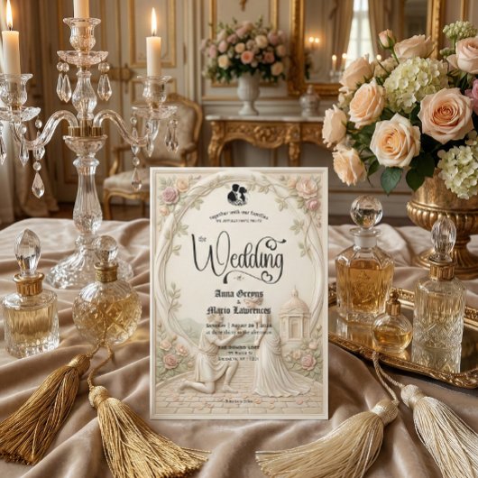 Invitation Classical Regency Garden Proposal Scene Wedding