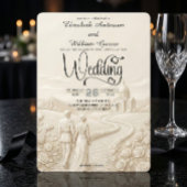 Invitation Classical Romantic Church Scene Wedding