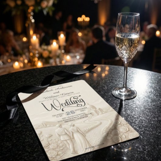 Invitation Classical Romantic Church Scene Wedding