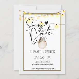 Invitation Classieux minimaliste, hiboux amoureux save the da