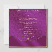 Invitation Classieux tourbillons violets et dorés, Damassé 10 (Dos)