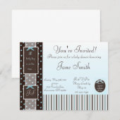 Invitation classique à Baby shower de garçon bleu (Devant / Derrière)