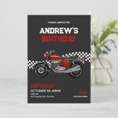 Invitation classique à l'anniversaire de moto (Debout devant)