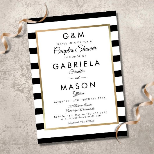 Invitation classique à rayures monogramme pour la 